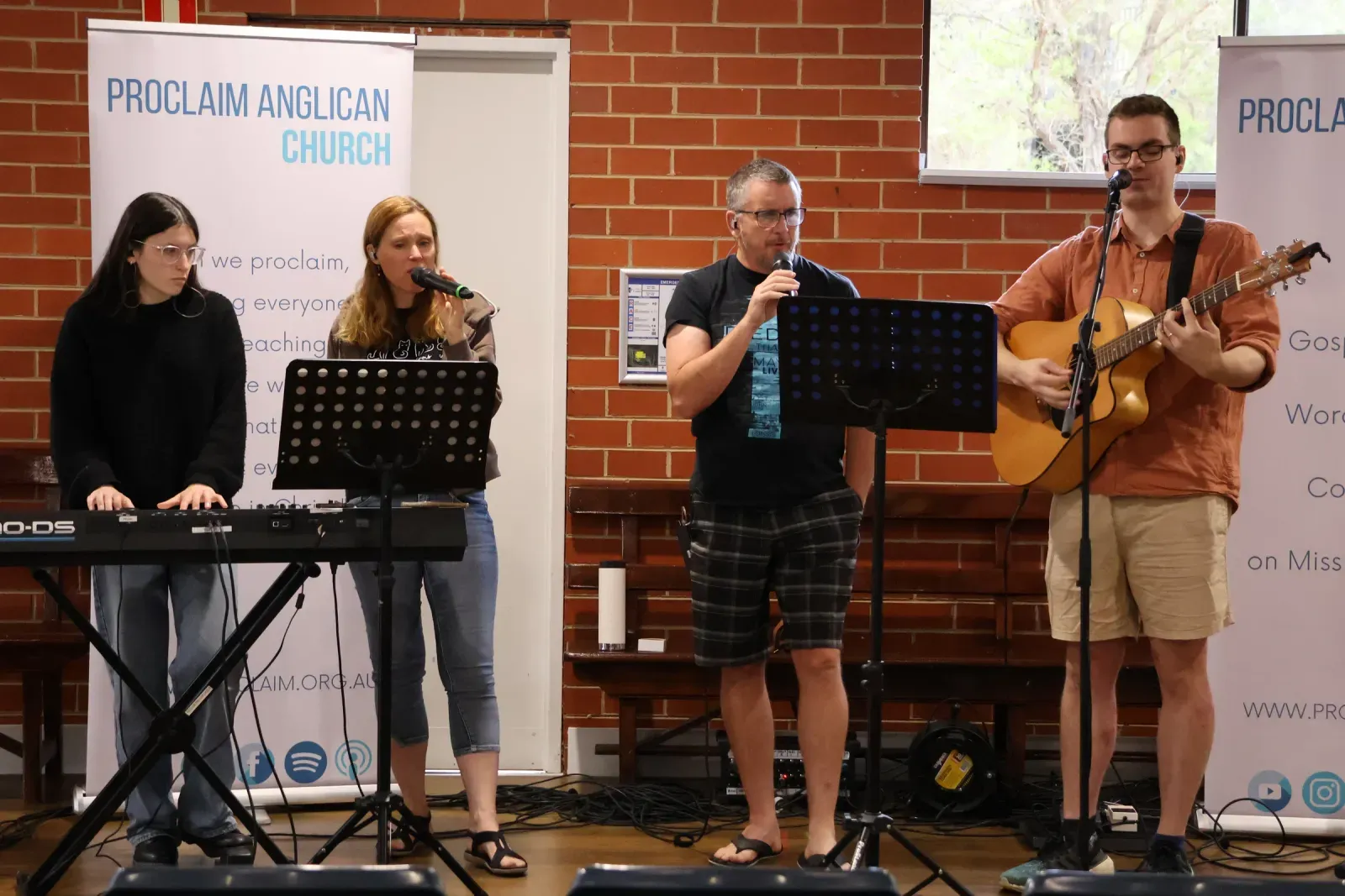 The music team leading the singing at Proclaim Anglican Church